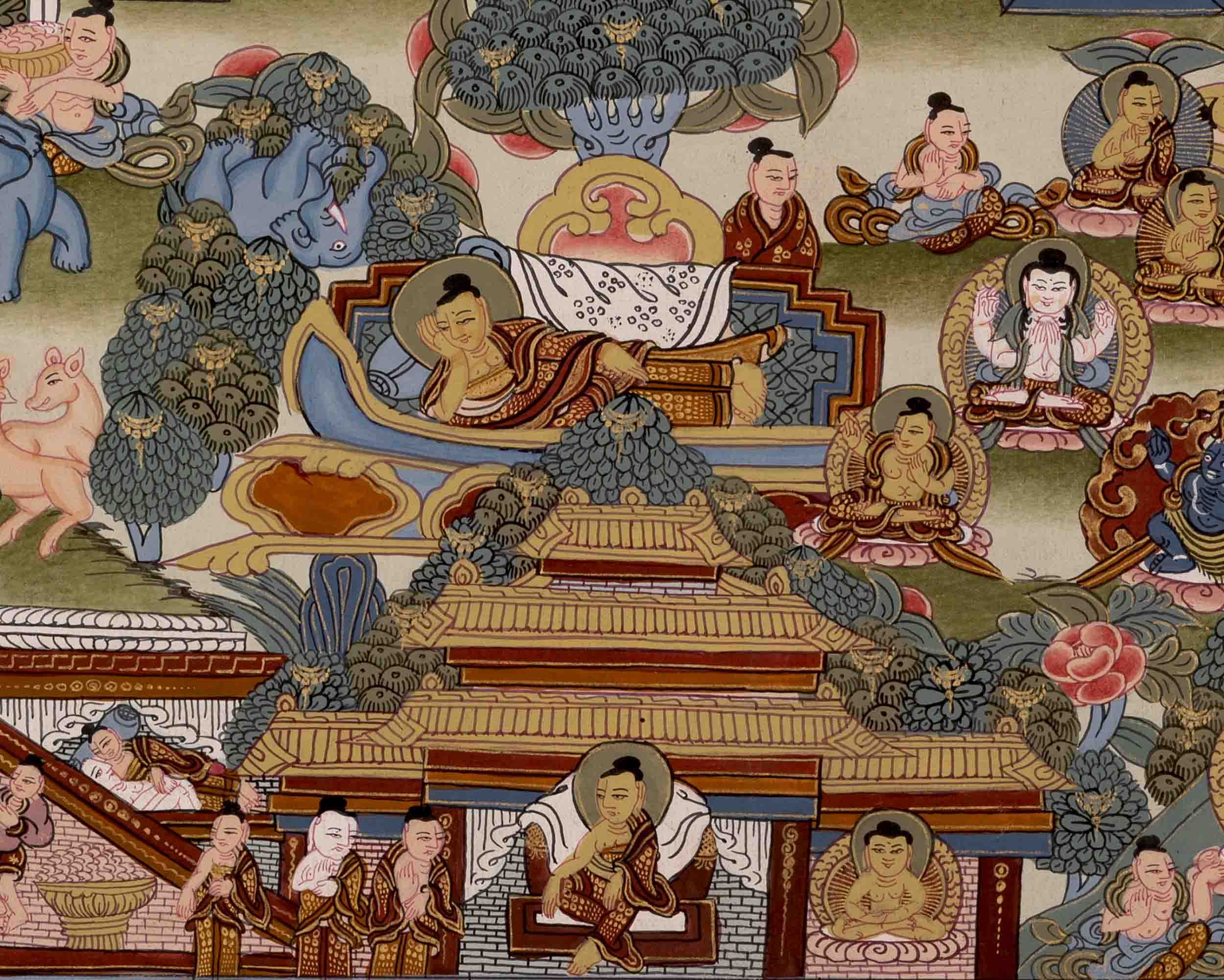 Gautam Buddha's Life Story | Religious Buddhist Thangka | Wall Decors