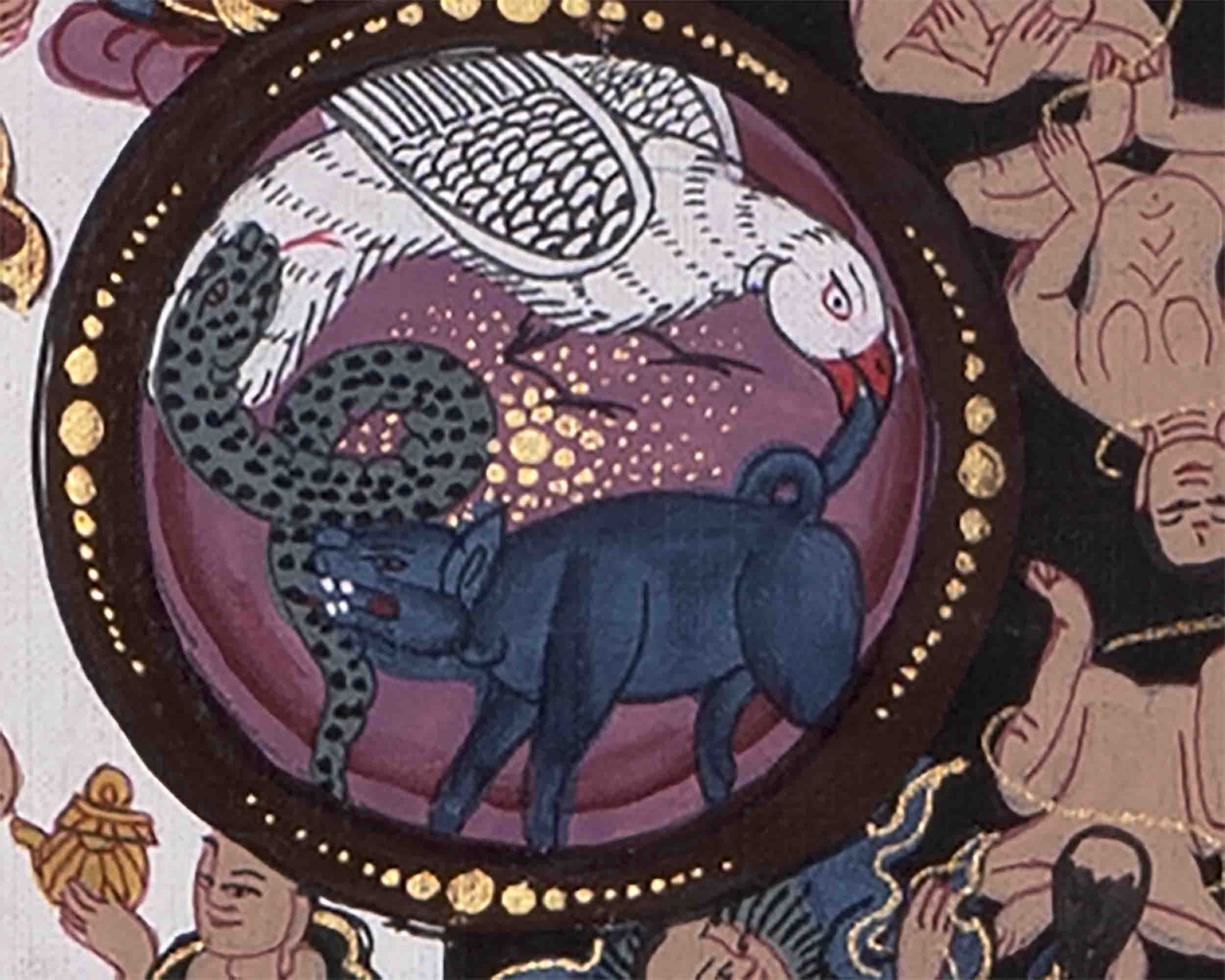 Brocade Mounted Wheel Of Life | Traditional Artwork | Wall Decors