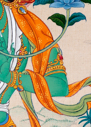Green Tara | Female Buddha | Tibetan Buddhist Thangka