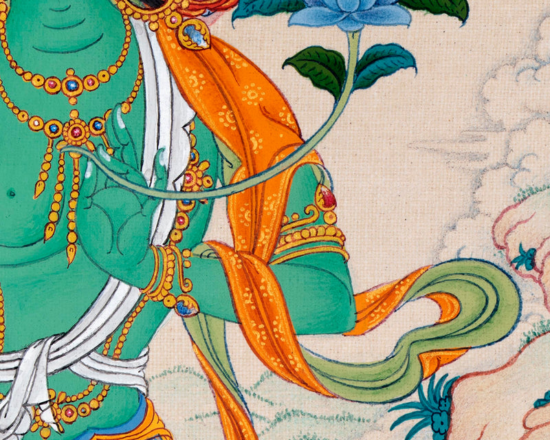 Green Tara | Female Buddha | Tibetan Buddhist Thangka