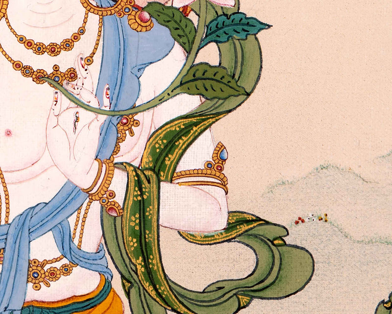 Tara White Thangka | Traditional Hand Painted Buddhist Art