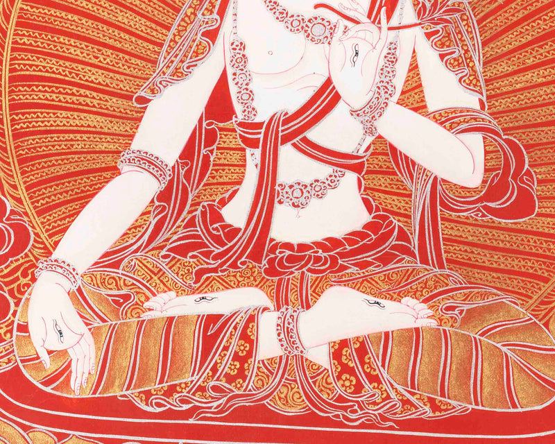 White Tara Thangka | Female Bodhisattva Art | Wall Decors