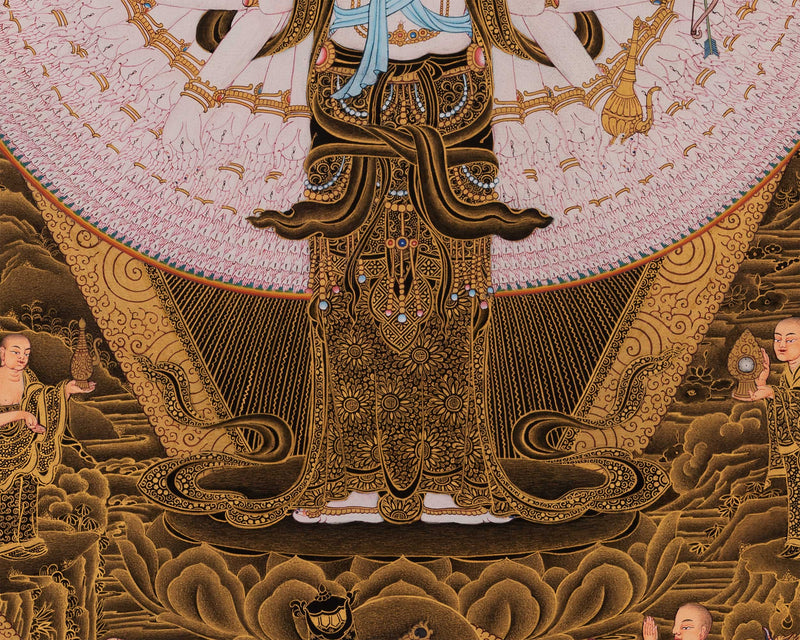 1000 Armed Chenrezig Thangka | Traditional Karma Gadri Art