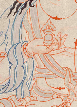 Silver Vajrasattva Thangka | Religious Wall Decoration