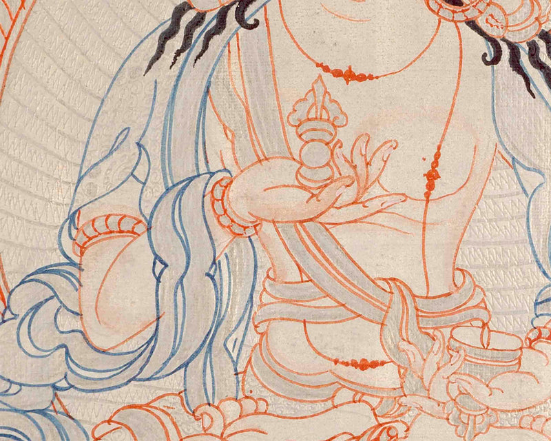 Silver Vajrasattva Thangka | Religious Wall Decoration