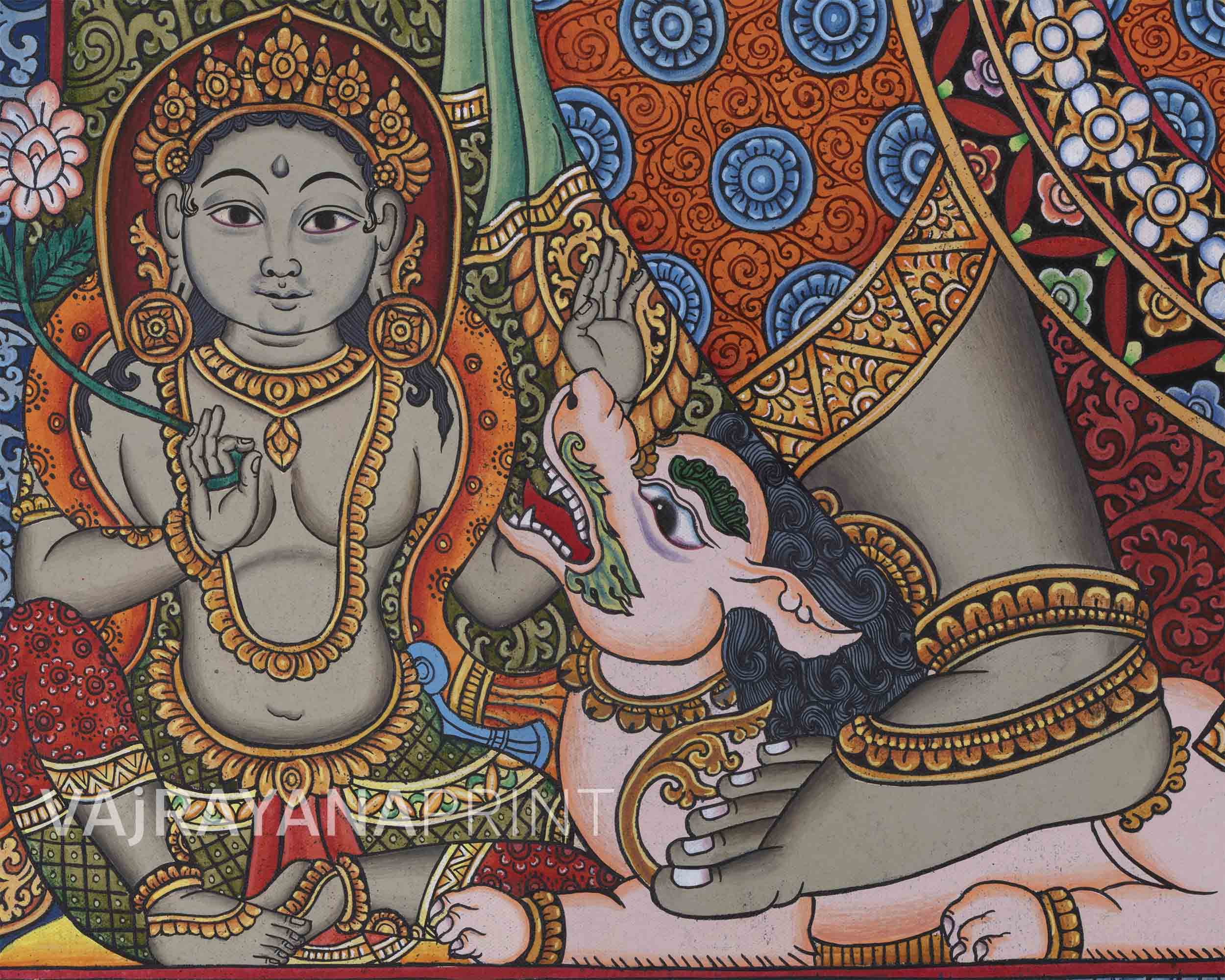 8 Armed Shree Ganesha Pauba Giclee Art Print | The Deity Of Remover Of Obstacles Print For Decoration