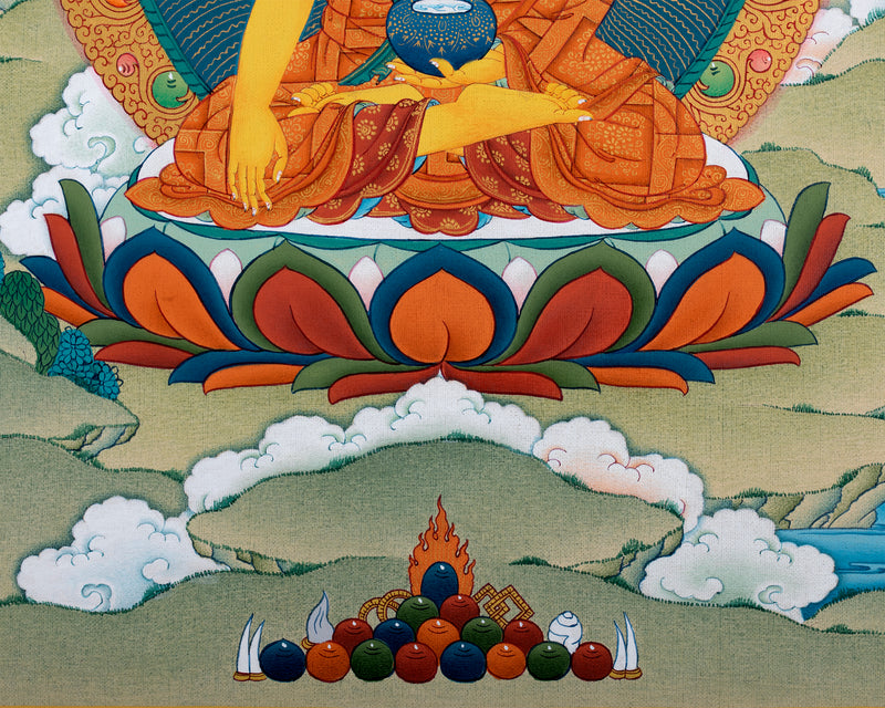 Shakyamuni Buddha Thangka, Hand Painted Tibetan Buddha Painting in 24K Gold