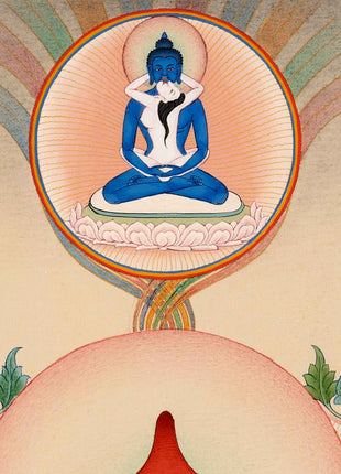 Guru Longchenpa Mantra Thangka With Jigme Lingpa and Vimalamitra | Hand-painted Buddhist Guru Art