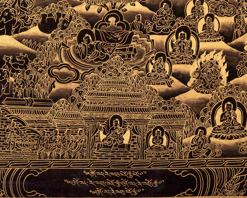 Gold Style Buddha Life Story Thangka | Religious Art | Wall Decors