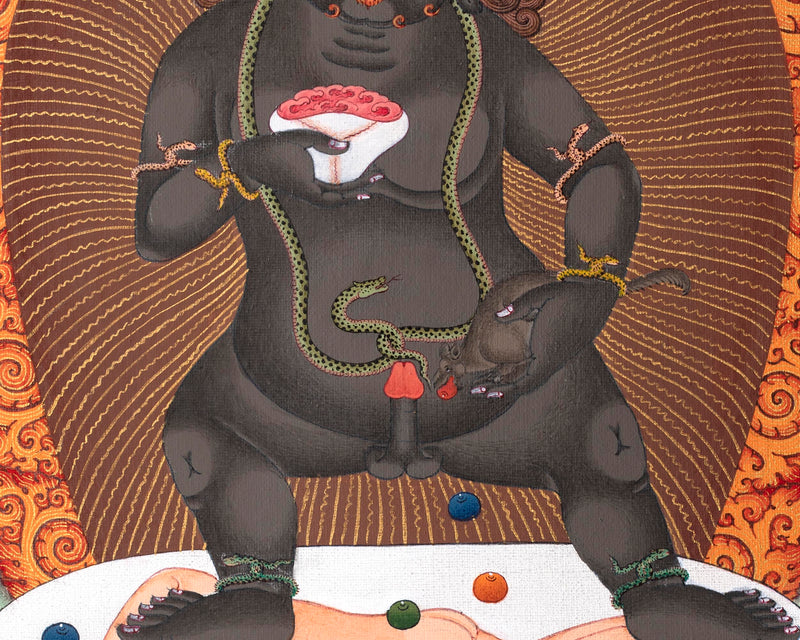 Black Dzambhala Thangka |  Himalayan Painting | Jambala Art