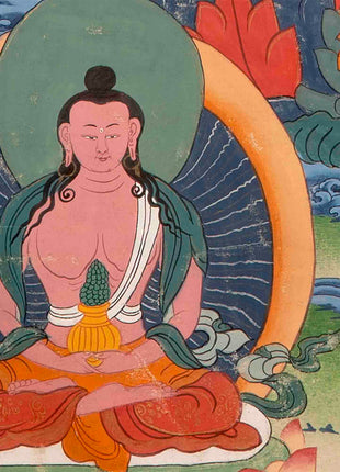 Vintage Green Tara Thangka | Hand Painted Thangka With Brocade