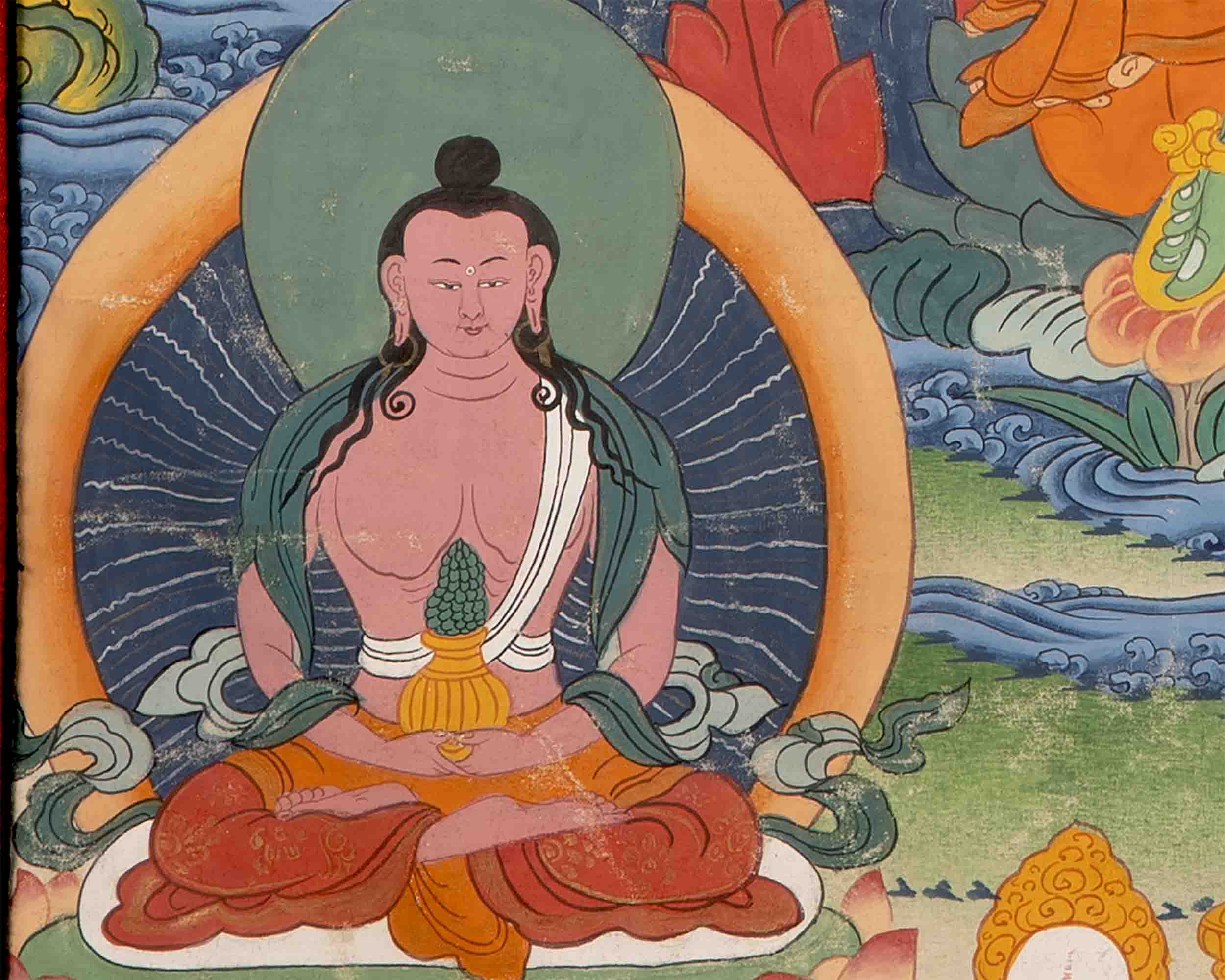 Vintage Green Tara Thangka | Hand Painted Thangka With Brocade