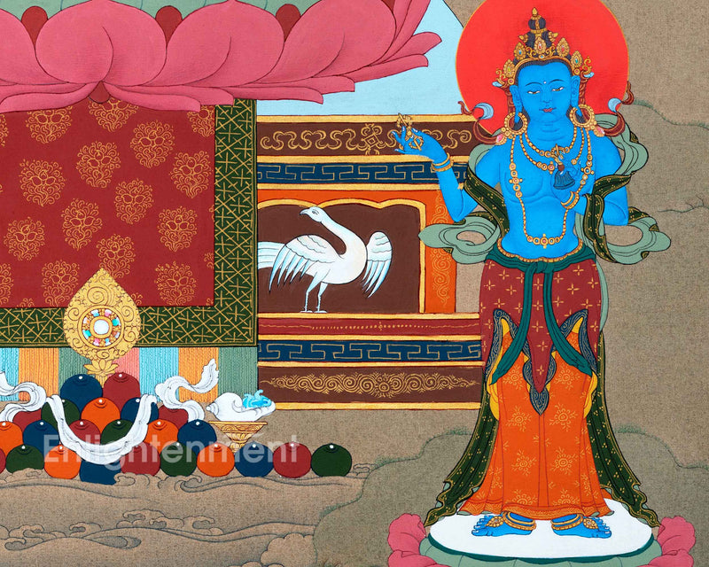 Namo Amitabha Buddha Thangka For Daily Meditation | Traditionally Hand-Painted Art Of Amitabha  With Chenrezig and Vajrapani