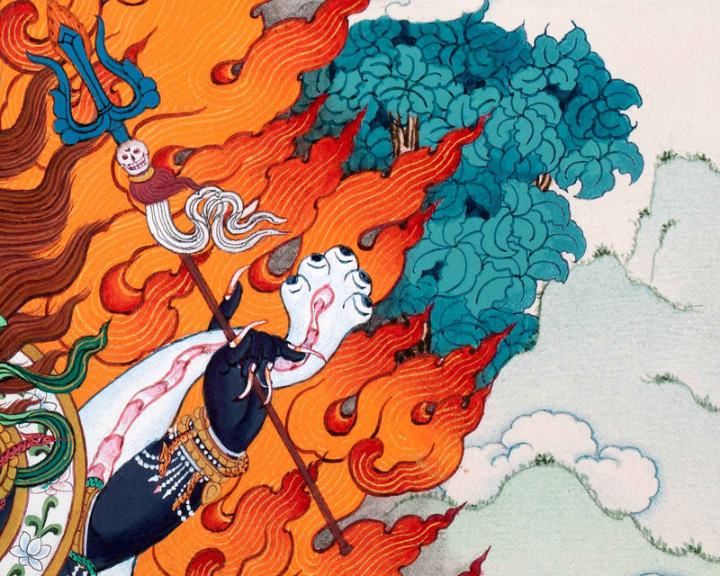 Six Armed Mahakala of Gelug Tradition | Tibetan Mahakala Thangka