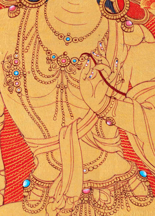 Manjushri, The Buddhist Deity Of Wisdom Thangka | Himalayan Buddhist Sacred Art For Meditation