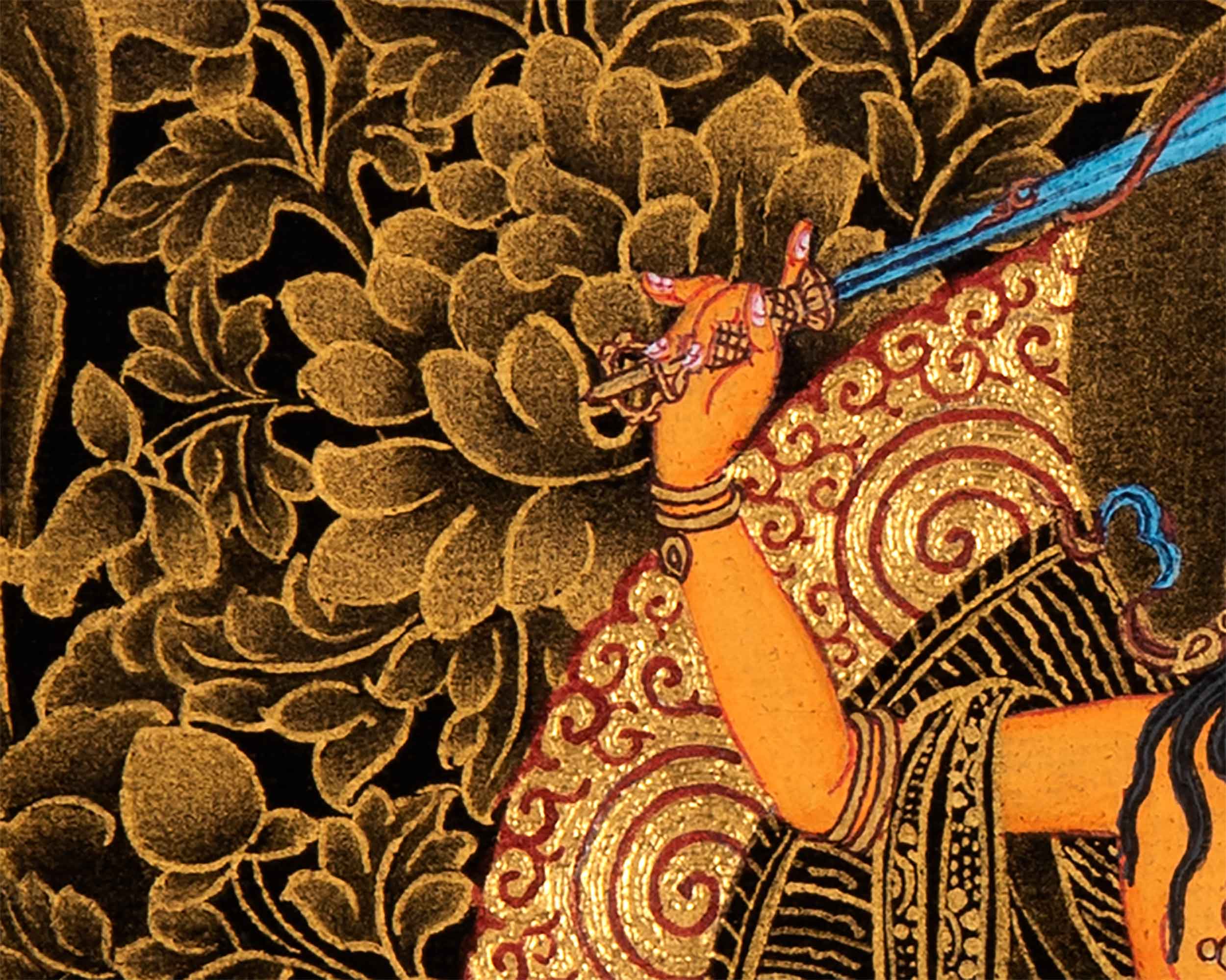 Wisdom Deity Manjushri Thangka | Tibetan Bodhisattva Art in Small Size