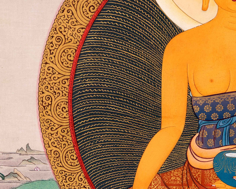 Historical Buddha Shakyamuni Thangka | Traditional Tibetan Buddhist Art