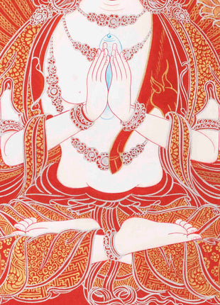Bodhisattva Chenresig Thangka | Religious Buddhist Painting
