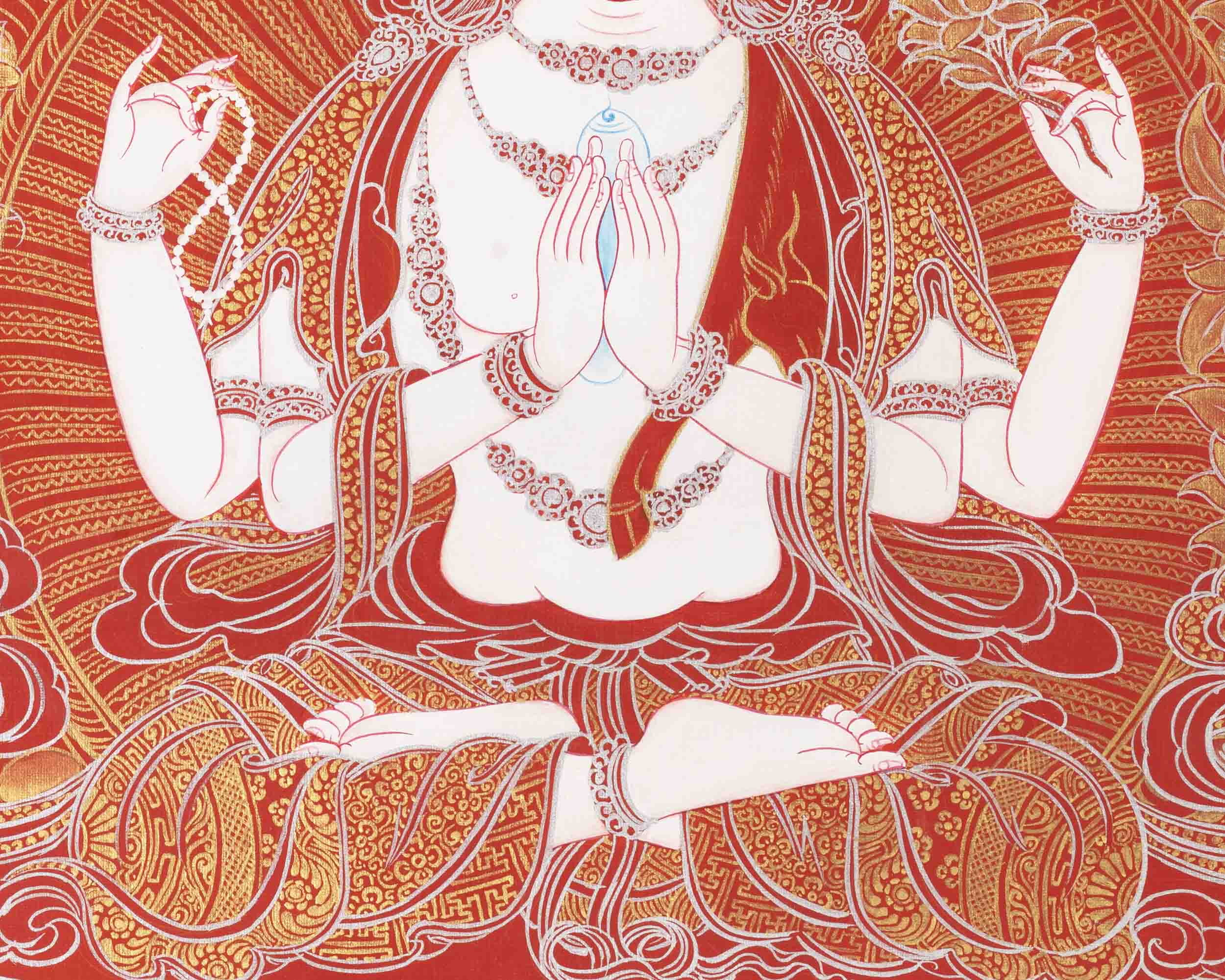 Bodhisattva Chenresig Thangka | Religious Buddhist Painting