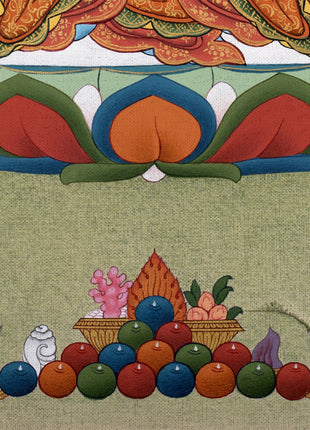 White Tara Thangka | Hand-Painted Drolma Painting | Female Bodhisattva