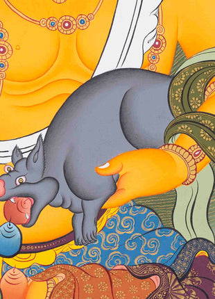 Dzambala Kubera Thangka | Religious Buddhist Art | Wall Decors