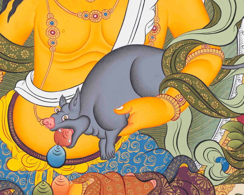 Dzambala Kubera Thangka | Religious Buddhist Art | Wall Decors