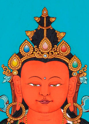 Amitayush With White Tara and Namgyalma Canvas Print |   High Quality Giclee Canvas Print