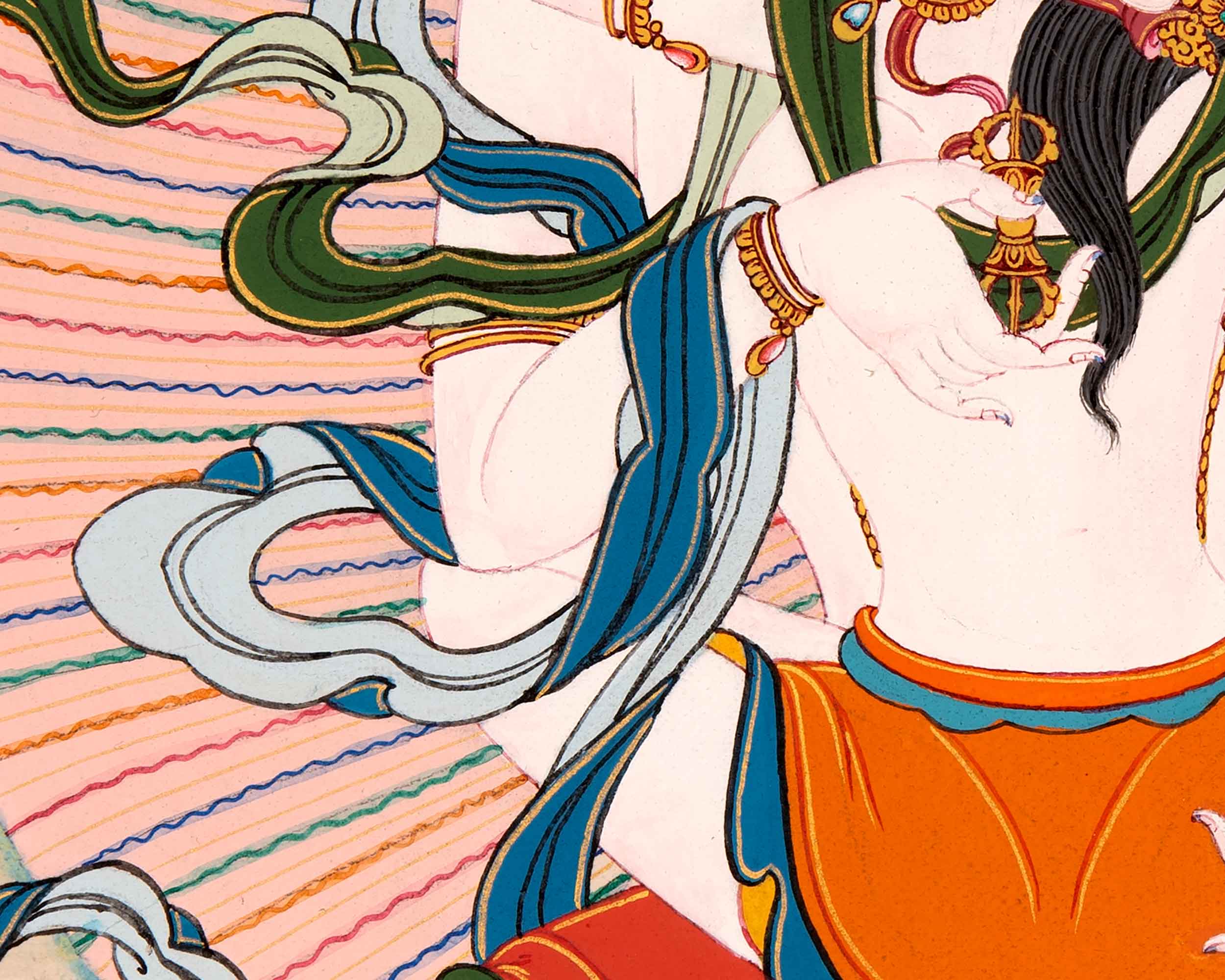 Vajrasattva with Consort Thangka | Finely Hand Painted Art