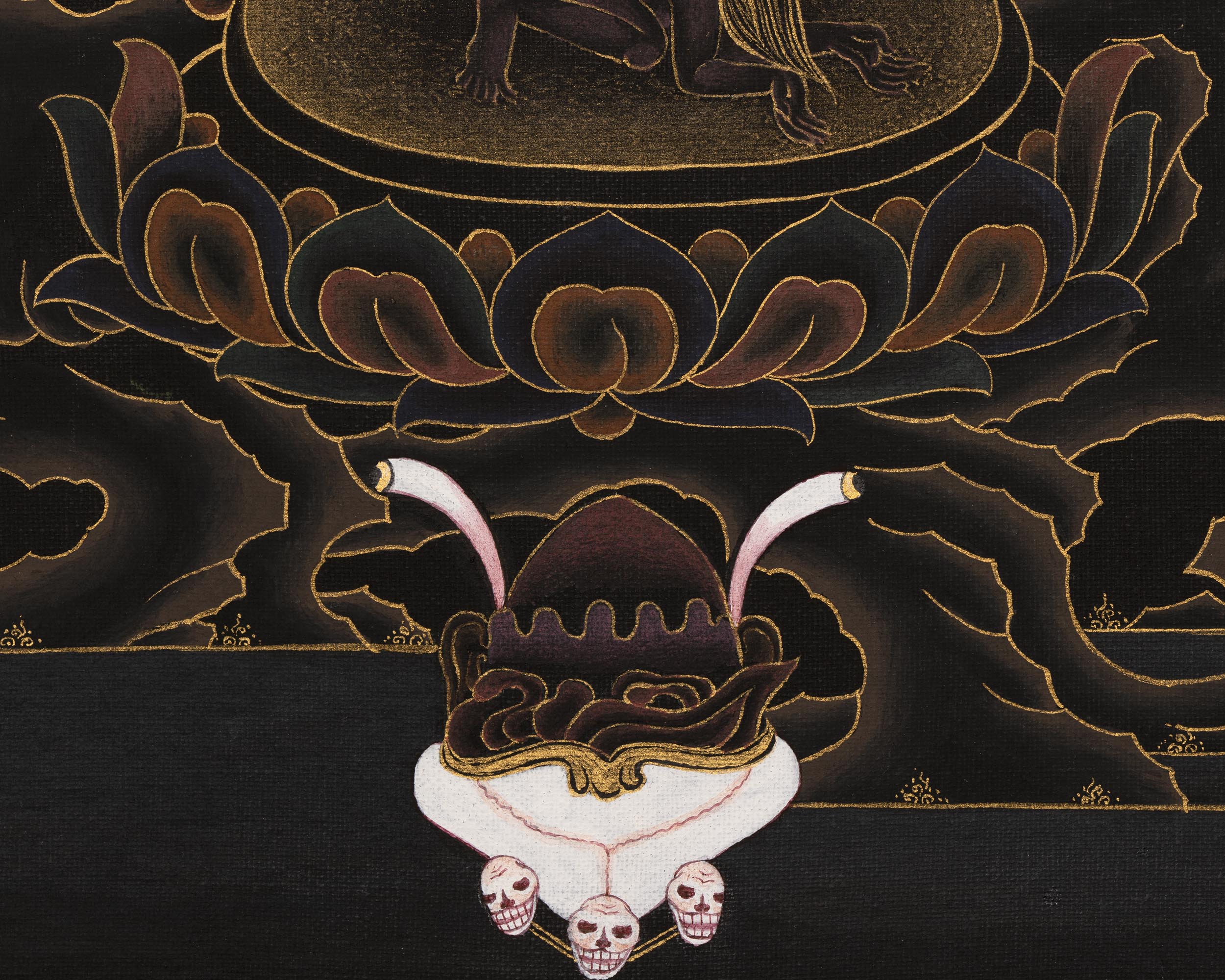 Troma Nagmo Thangka | Dakini In Black And Gold | Includes Brocade
