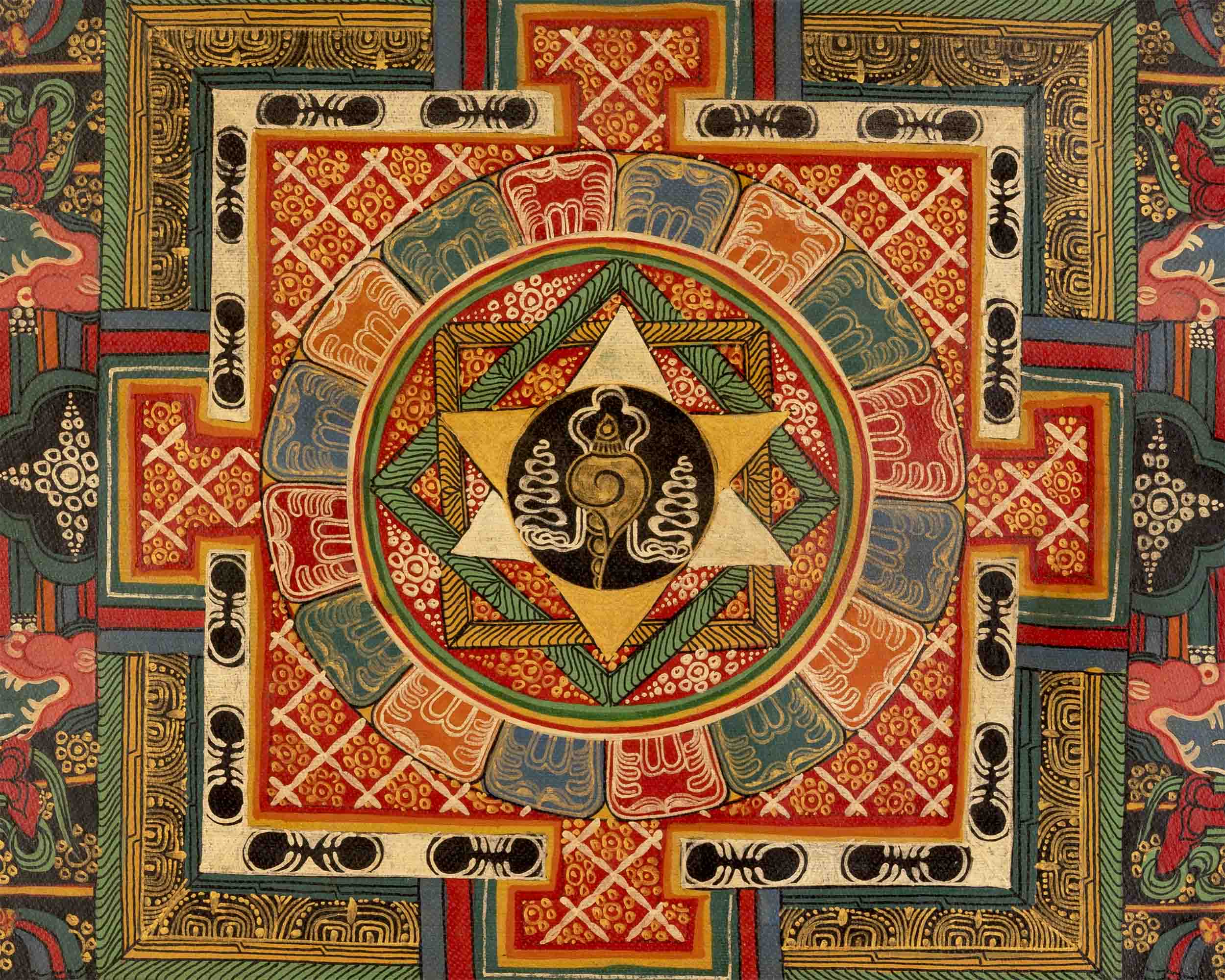 Oil Varnished Sankha Mandala Thangka | Zen Buddhism