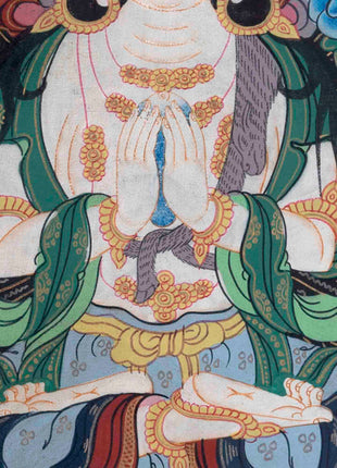 Avalokitesvara Chenresig Thangka | Oil Varnished Painting | Wall Decors