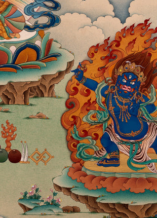 Avalokiteshvara, Vajrapani & Manjushri, Tibetan Thangka Painting, Vajrayana Buddhist Art
