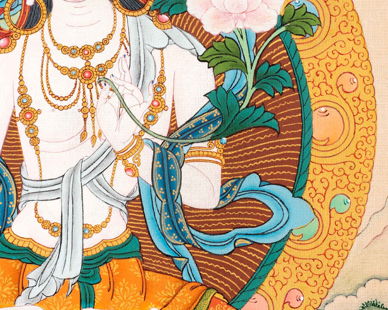 White Tara Practice Thangka |  Tibetan 24K Gold Painting
