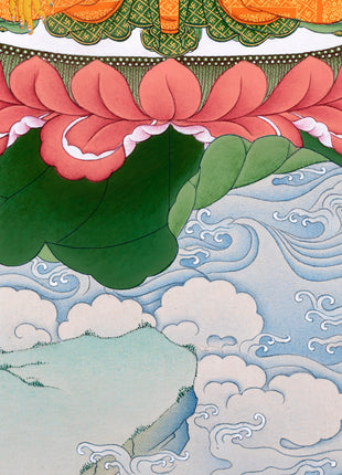 Buddha Shakyamuni Thangka | Traditional Karma Gadri Painting in Stone Colors