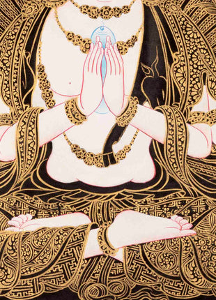 Bodhisattva Chengrezig Thangka | Original Handpainted Art | Traditional Painting
