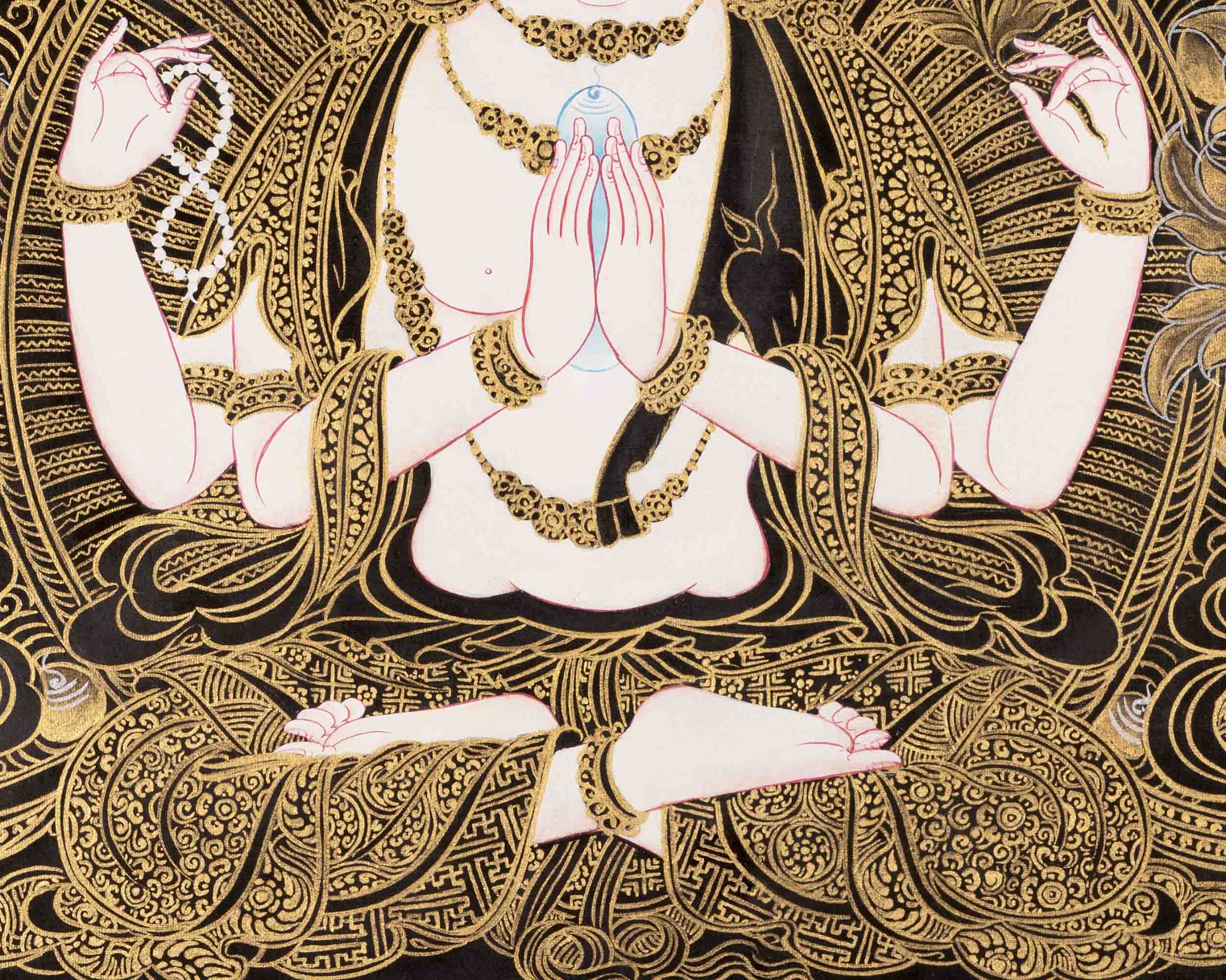 Bodhisattva Chengrezig Thangka | Original Handpainted Art | Traditional Painting