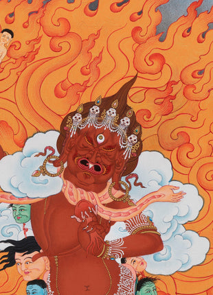 Digital Print On Cotton Canvas For Ekajati Mantra Practice | Ekajati With others Dorje Legpa & Rahula Thangka Print