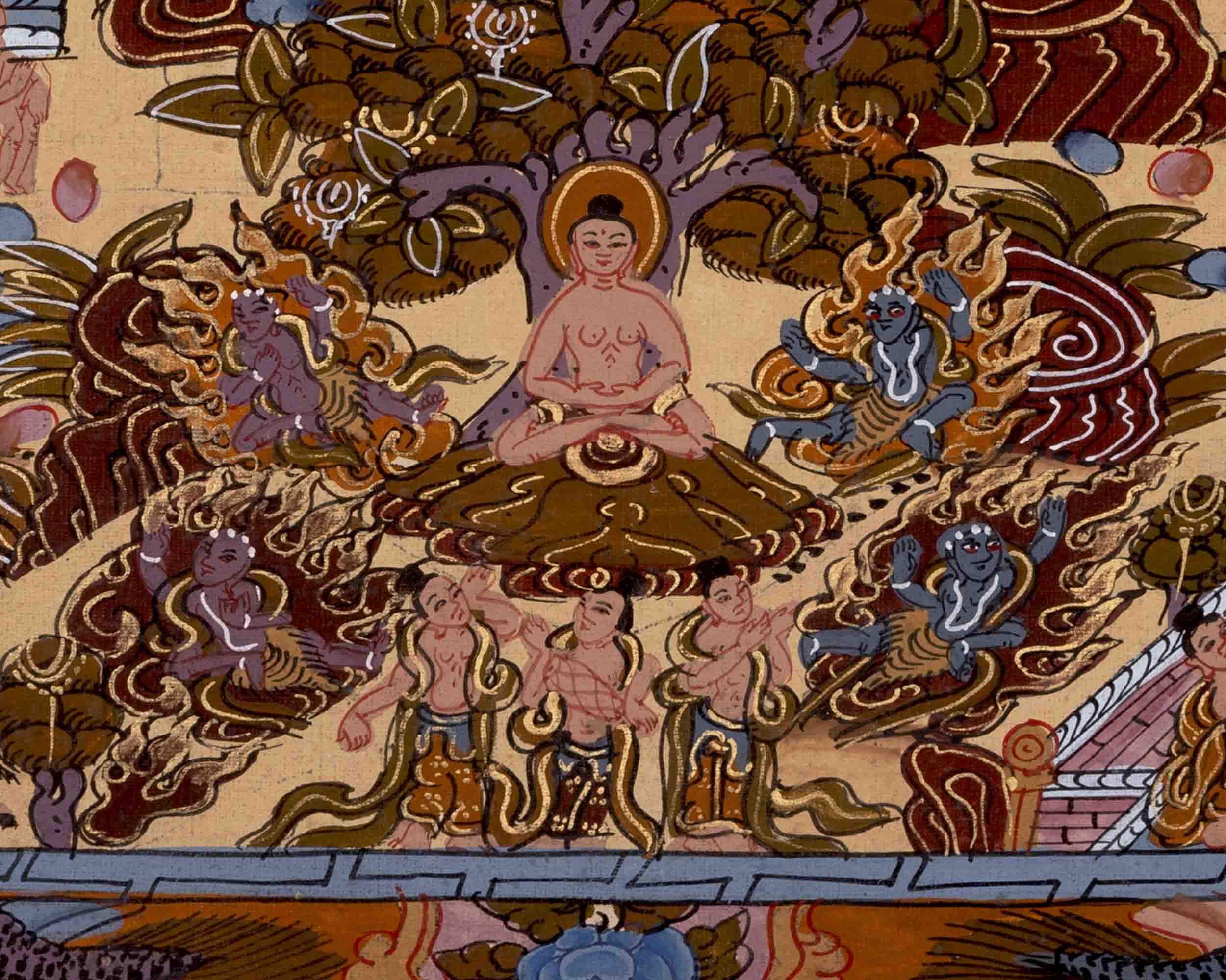Buddha Life Story Thangka | Religious Buddhist Thangka