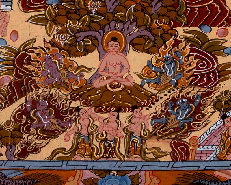 Buddha Life Story Thangka | Religious Buddhist Thangka