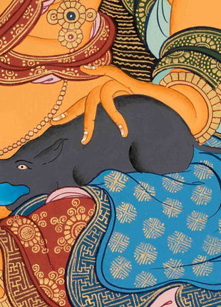 Dzambala Kubera Thangka | Buddhist Wealth Deity | Wall Decors