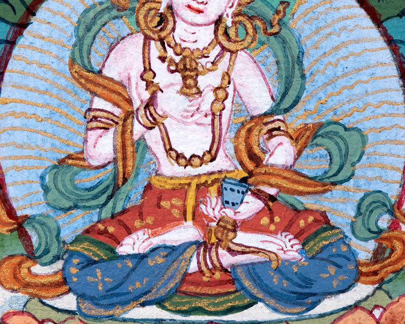 Mini Vajrasattva Meditation Thangka | Traditional Tibetan Hand-Painted Art