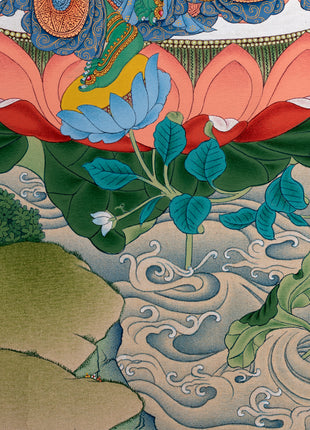 Green Tara Thangka | Tibetan Mother Tara | Natural Stone Colors and 24K Gold