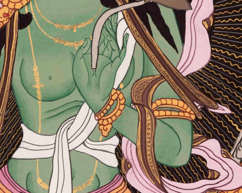 Mother Green Tara Thangka | Religious Buddhist Paint | Wall Decors
