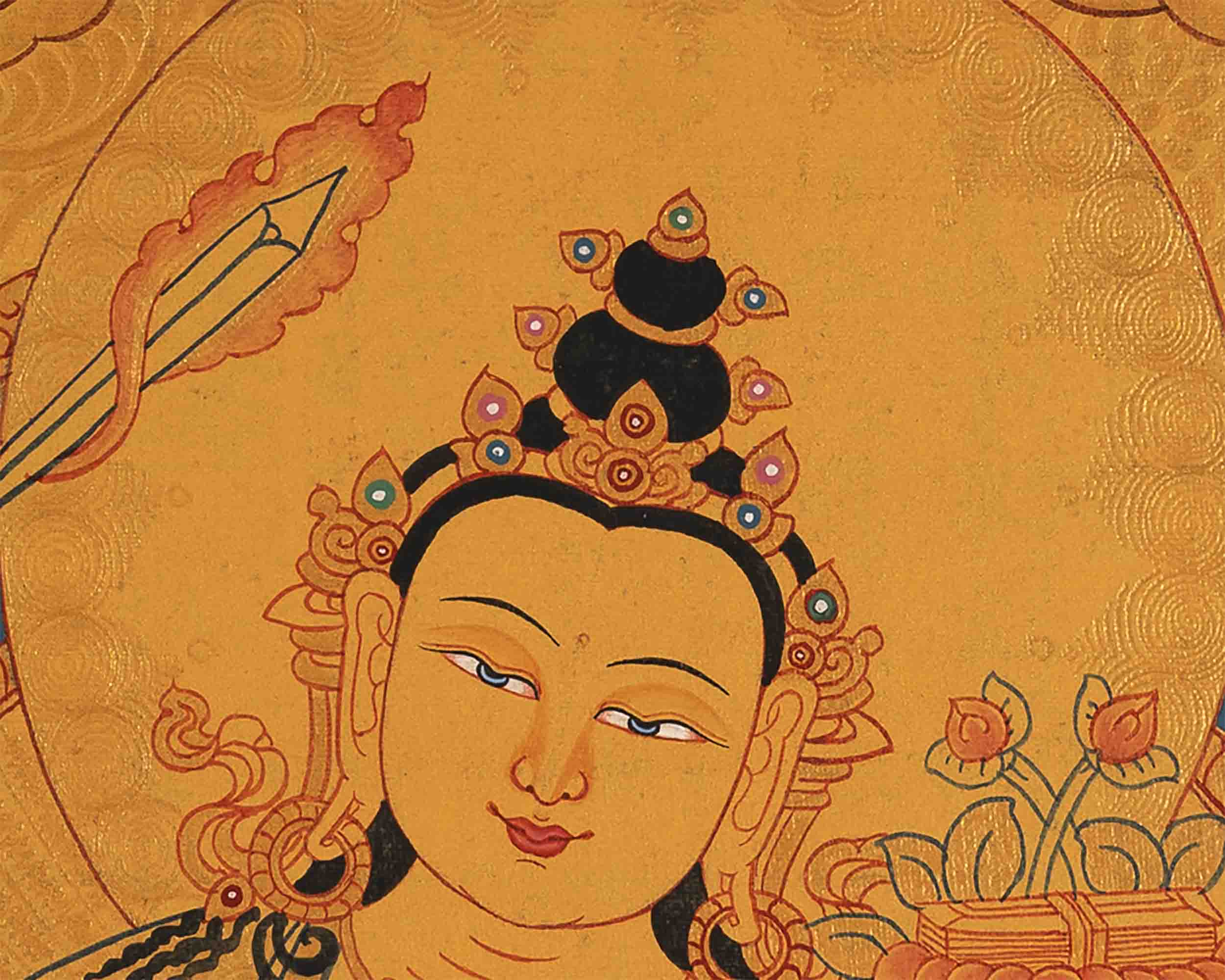 Manjushri Tibetan Thangka | Wall Decor Art
