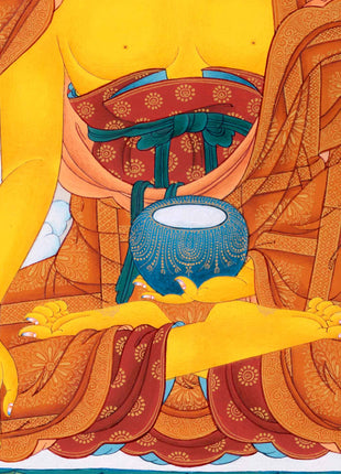 Shakyamuni Buddha Wall Art Decor Thangka Painting | Tibeta Himalayan Thangka Art On Cotton Canvas
