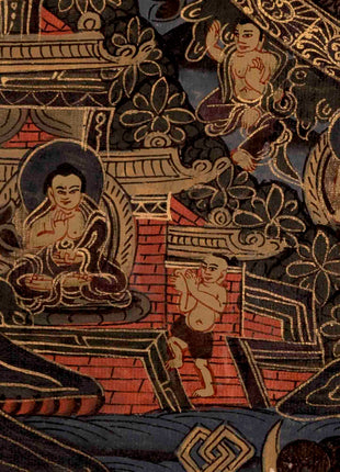 Dark Themed Shakyamuni Buddha Mandala | Wall Hanging