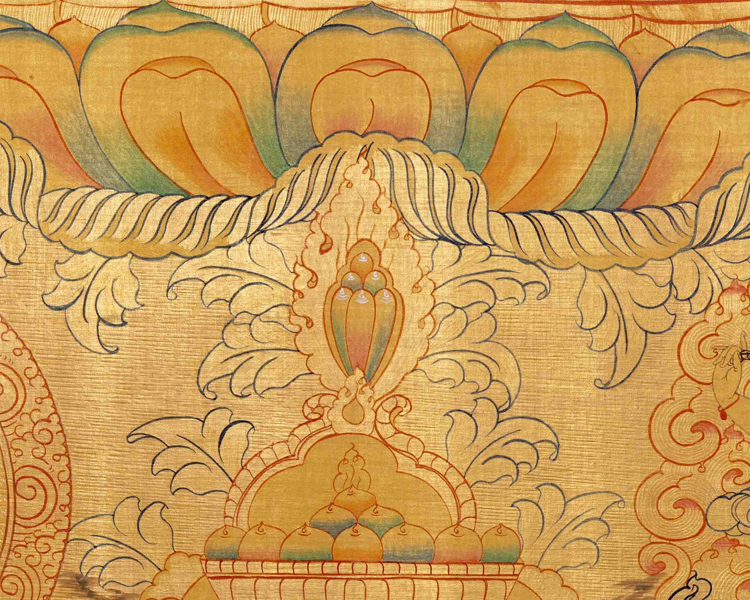 24K Gold Style Avalokitesvara Chengrezig Thangka | Wall Decor