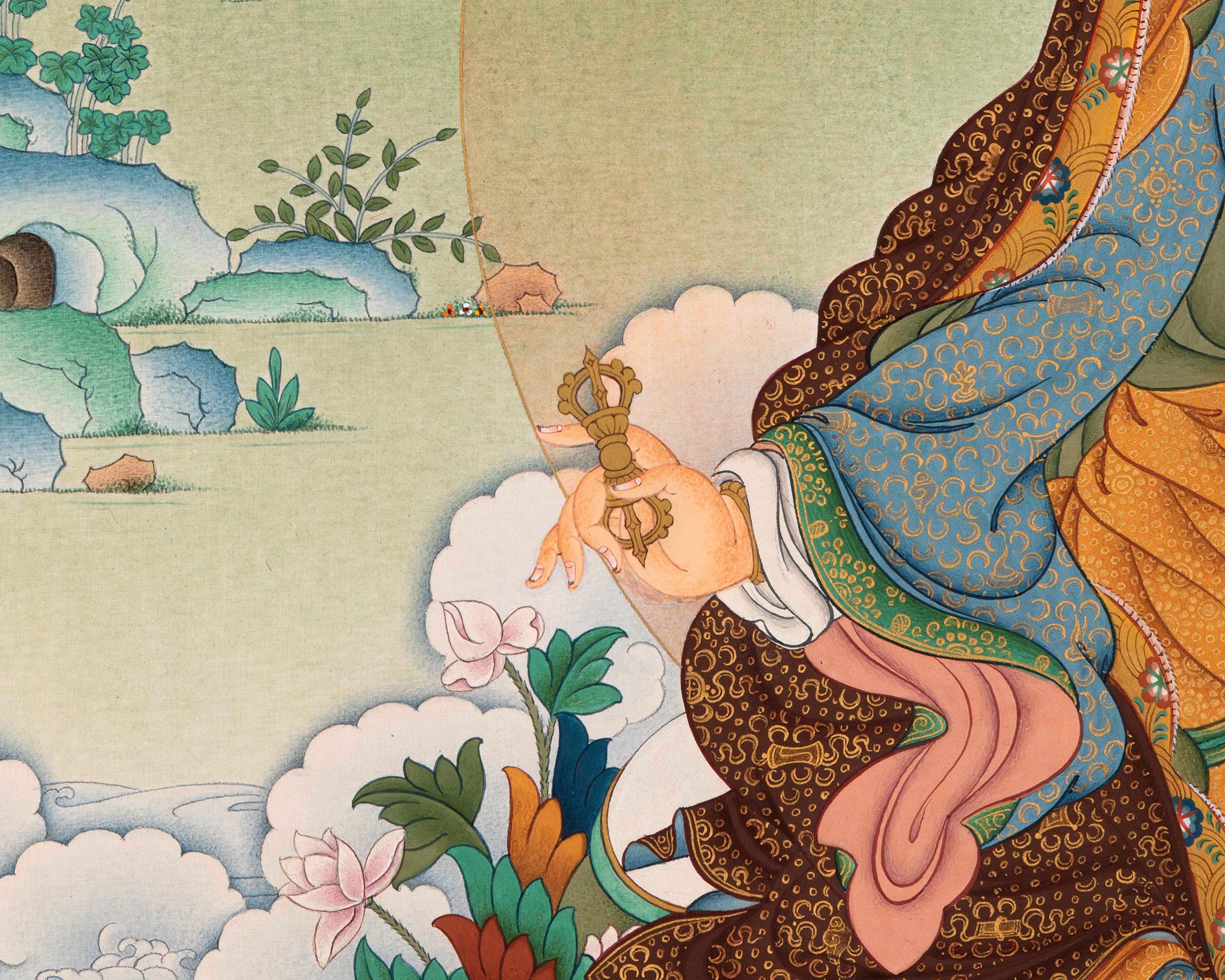 Tibetan Karma Gadri Thangka of Guru Padmasambhava