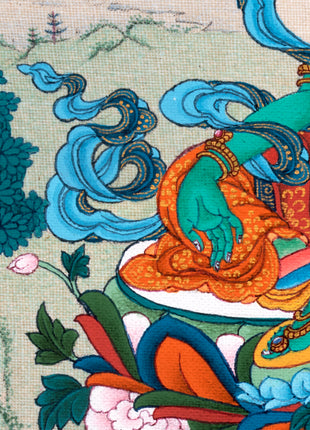 Green Tara Thangka | Female Bodhisattva |Traditional Tibetan Art