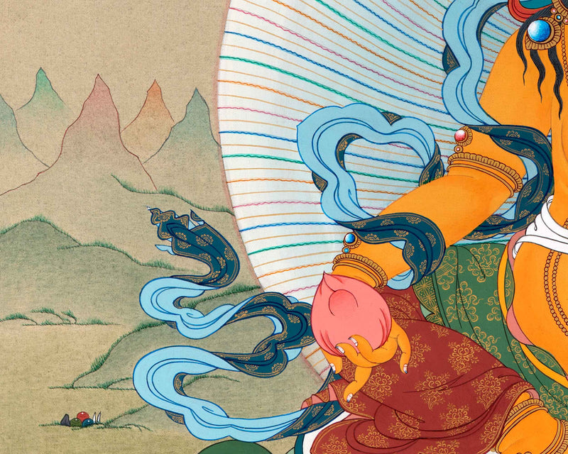 Dzambhala Tibetan Thangka | Traditionally Hand Painted Art